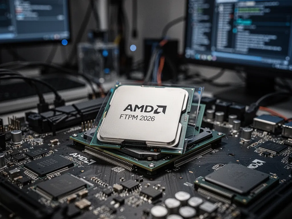 Écran de BIOS UEFI affichant les options de sécurité TPM sur une carte mère AMD