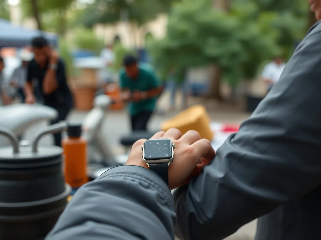 Vue rapprochée de plusieurs bracelets Apple Watch en silicone, nylon et cuir posés sur une table en bois
