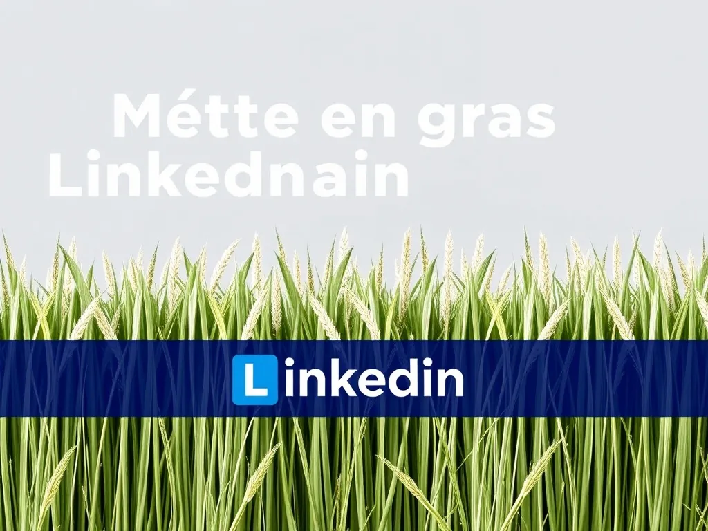 Interface de rédaction d’un post LinkedIn avec une sélection de texte surligné et une loupe qui révèle la conversion en caractères Unicode gras