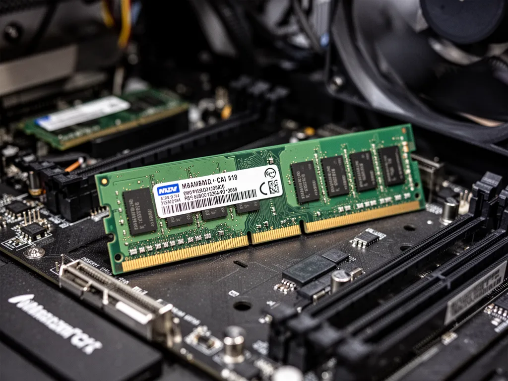 Deux barrettes de mémoire RAM installées sur une carte mère à côté du processeur dans un boîtier PC ouvert