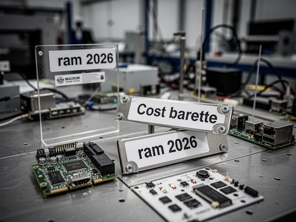Deux barrettes de mémoire RAM DDR5 installées sur une carte mère à côté d’un ventirad